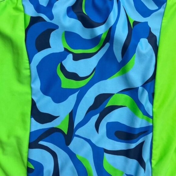 Spyder Girls Blue and Green One Piece Swim Suit Size 10 Years - Picture 2 of 7